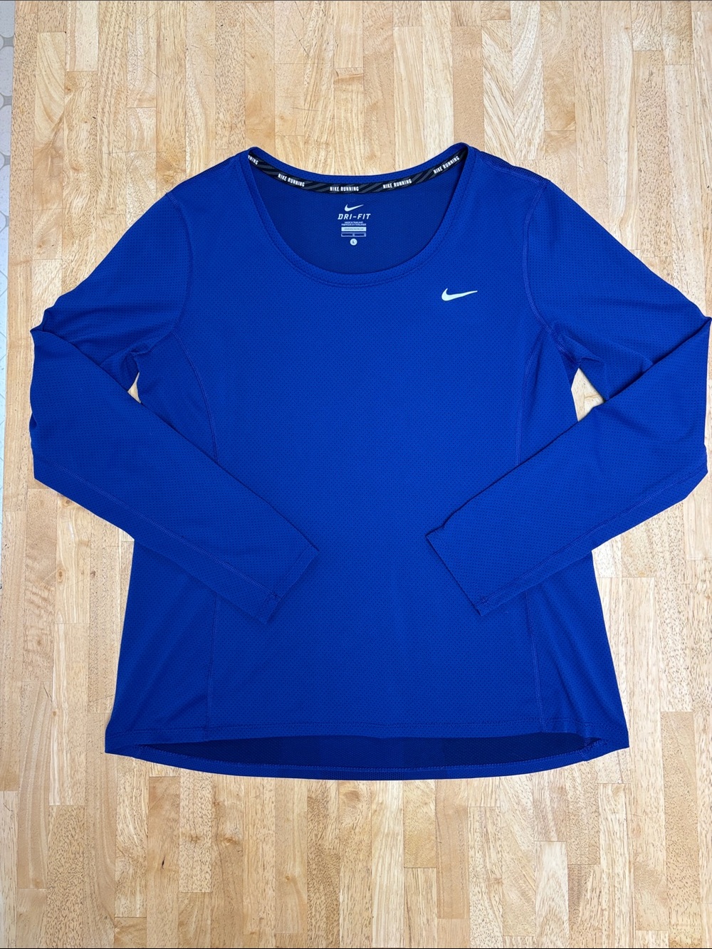 Nike Running Dri-Fit Royal Blue Mesh Back Long Sleeve Training Top Reflective L